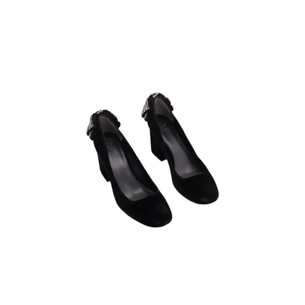 Tory Burch Josephine Black Velvet Pumps Sz 10.5